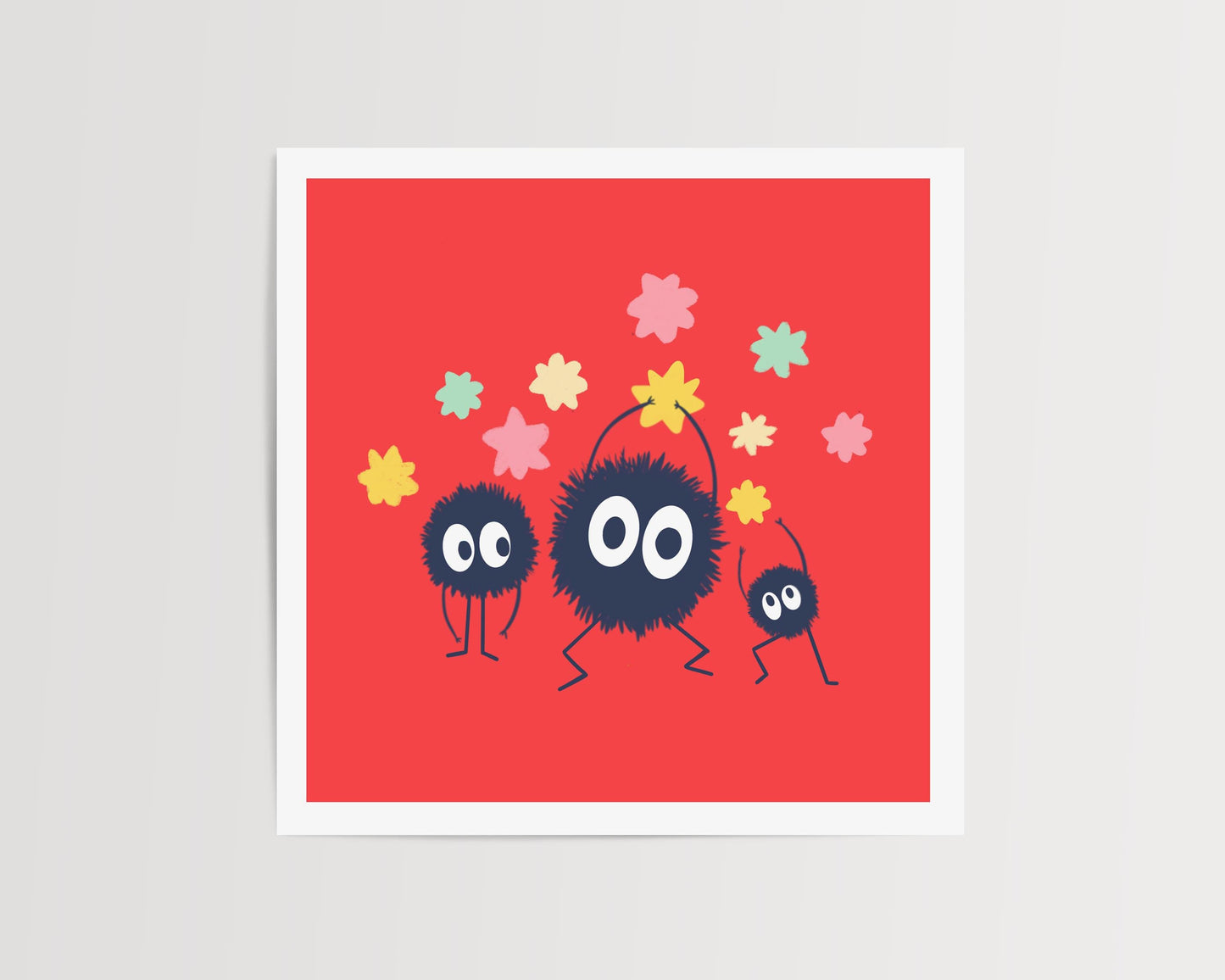 Soot Sprites Fan Art Print, Bright Home Decor, Wall Decoration For Kitchen, Bedroom, Living Room, Office, Gift, Spirited Away Illustration
