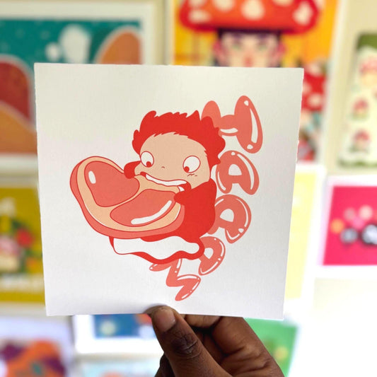 Ponyo Inspired Art Print | Cute Ghibli Wall Decor | Studio Ghibli Fan Gift | Ocean Anime Poster | Kawaii Illustration Print