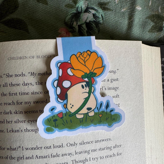 Mushroom Scout Magnetic Bookmark | Kawaii Mushroom Book Lover Gift | Aesthetic Stationery | Flower Toadstool Bookmark | Gift for Reader