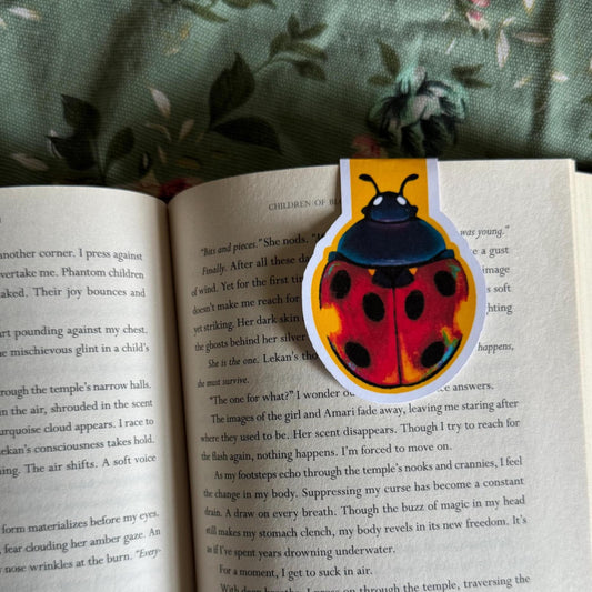 Ladybug Magnetic Bookmark | Handmade Book Accessory | Planner Clip | Gift for Readers, Teachers, Students | Vibrant Bug Bookmark