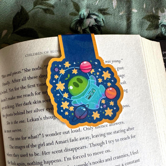 Space Sprout Magnetic Bookmark | Cute Galaxy Bookmark | Kawaii Sci-Fi Book Accessory | Astronaut Alien Bookish Gift | Cosmic Planner Clip